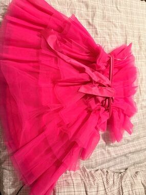 Hot Pink Tulle Layered Dress - Womens